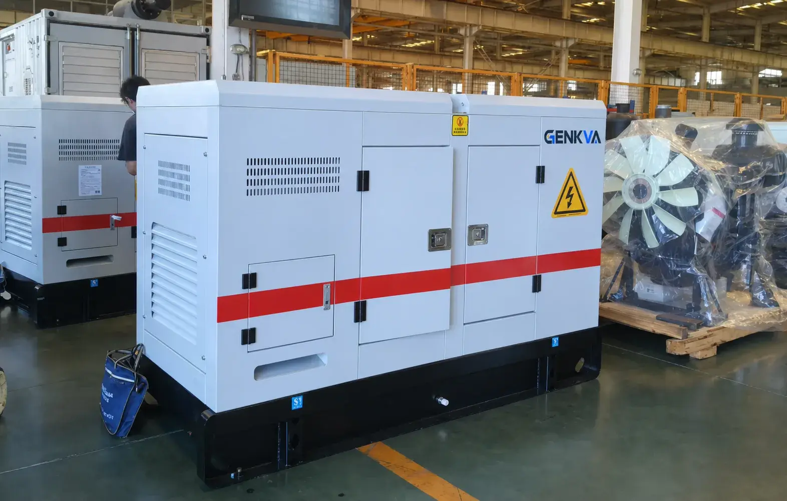 GENKVA silent generator set on the factory floor