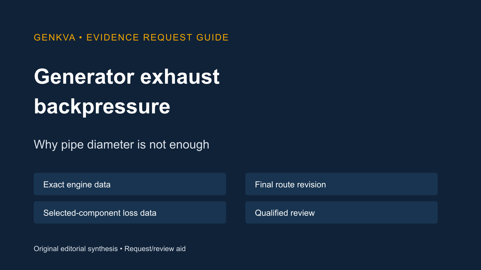 Generator exhaust backpressure evidence-request guide