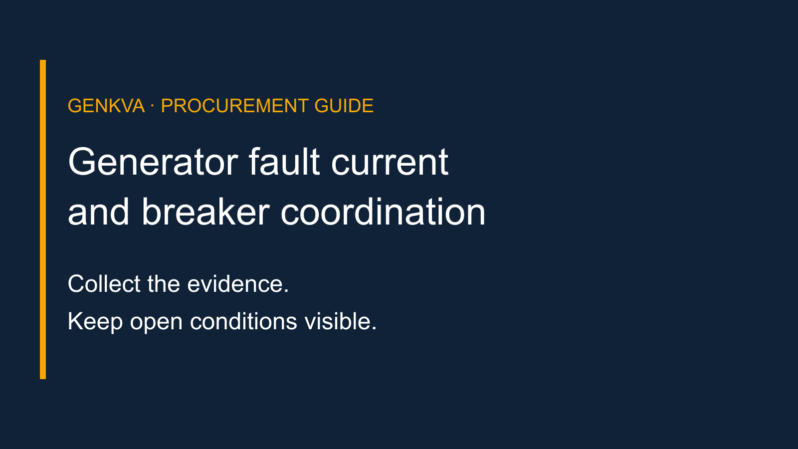 Editorial document-request guide for generator fault current and breaker coordination